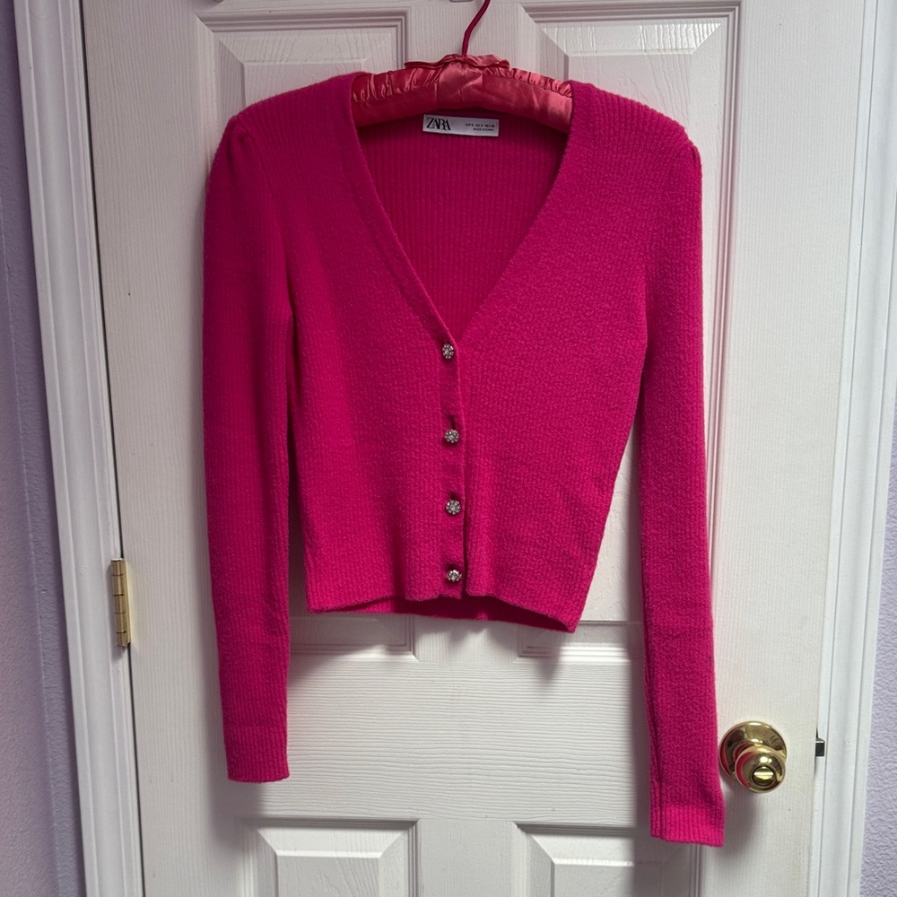 Zara Women's Vibrant Pink Cardigan